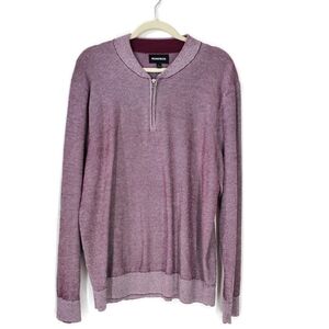 Bonobos Quarter Zip Purple and White Cotton Blend Mock Neck Pull Over Sweater